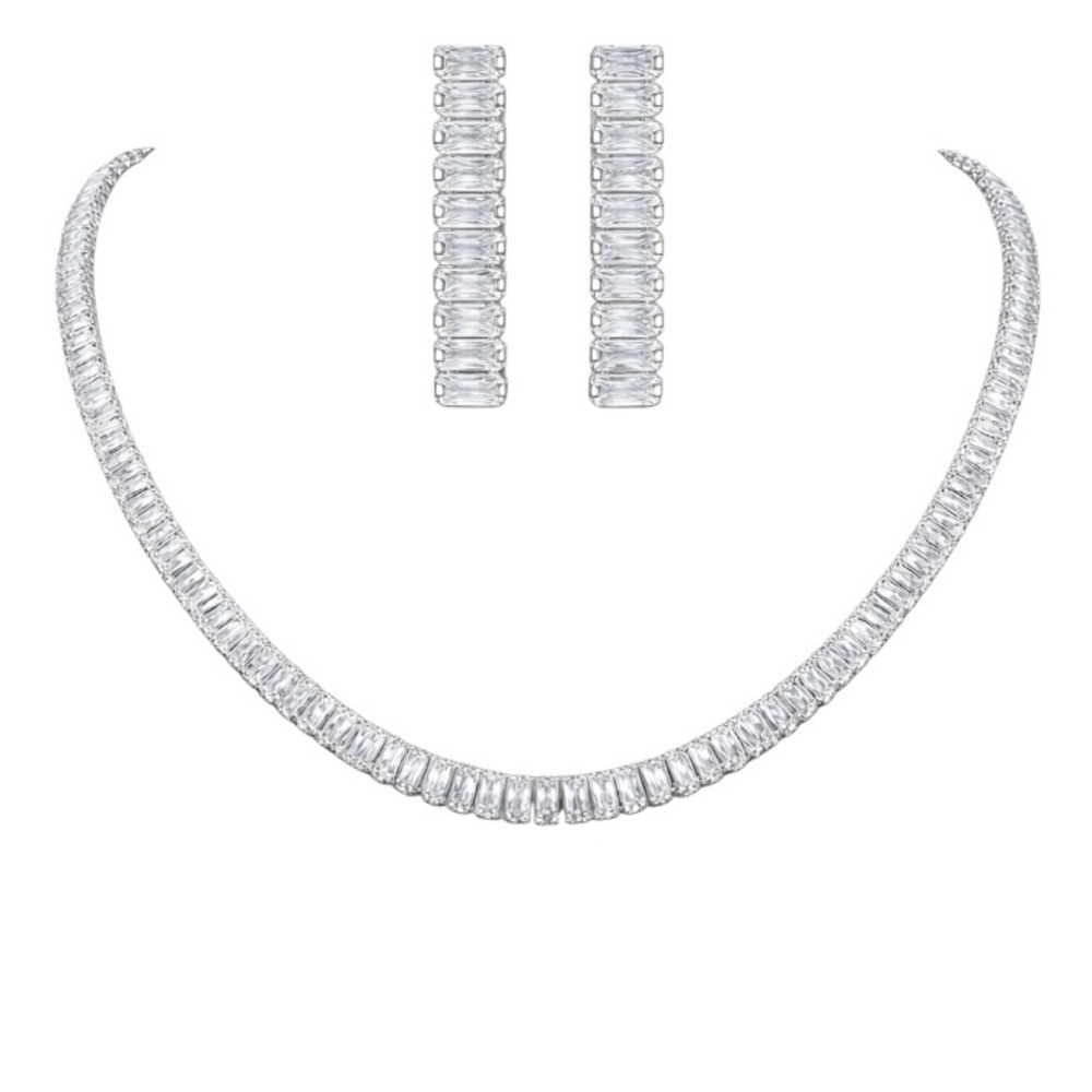 Baguette Simulated Diamond Tennis Necklace - Picture 9 of 11